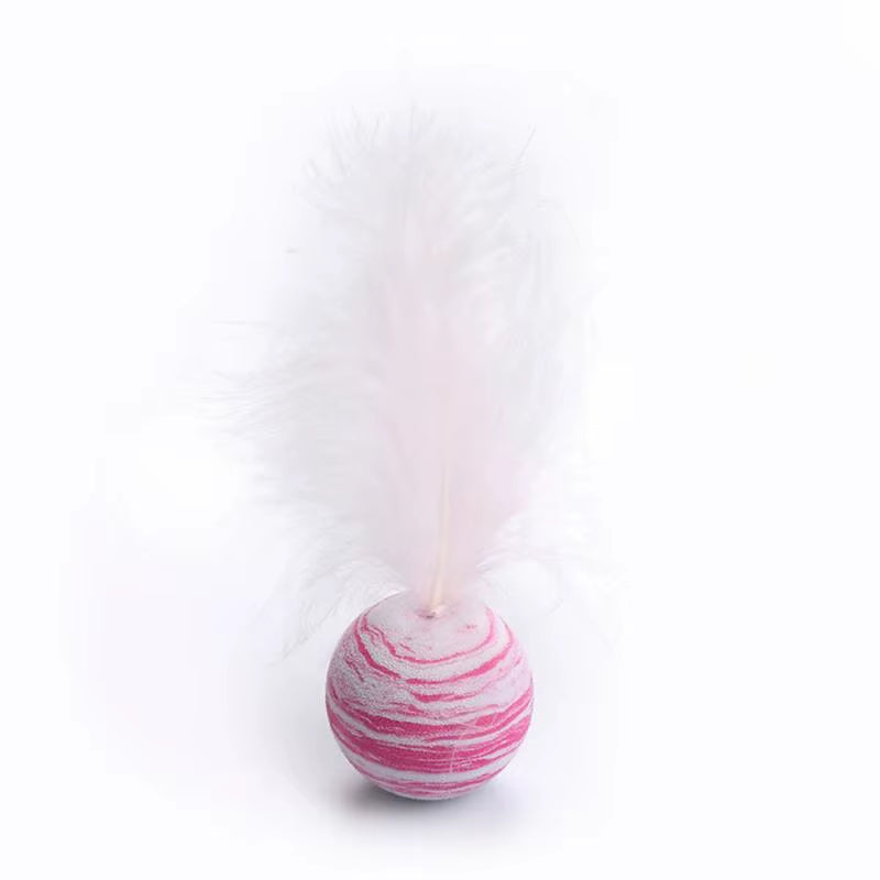 1Pc Funny Cat Toy Star Ball plus Feather EVA Material Light Foam Ball Throwing Toy Star Texture Ball Feather Toy for Dog Cat New