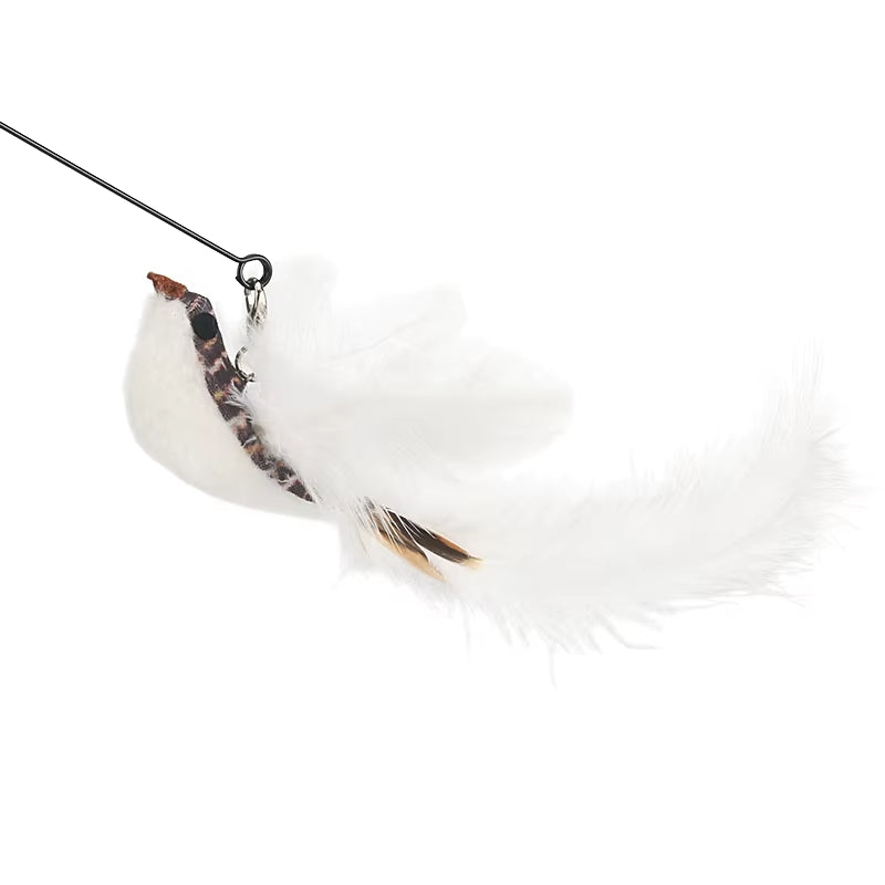 Cute Bird Cat Toy Feather Fake Birds Cat Teaser Stick Pet Toy Cat Stick Accessories