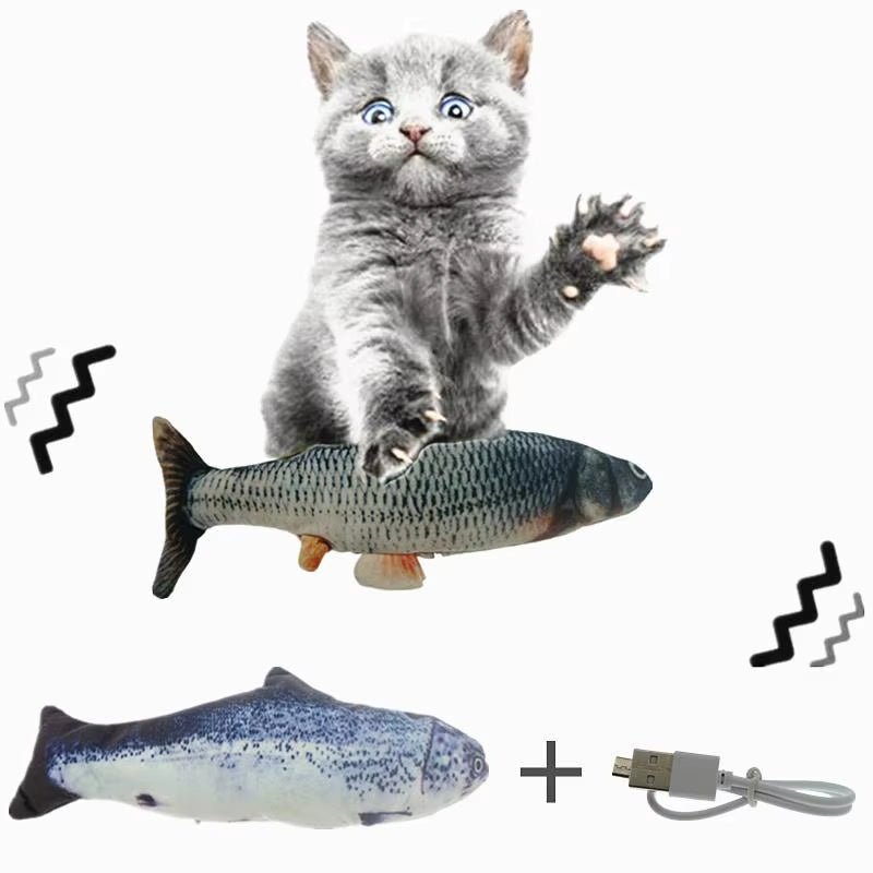 1PC Cat Wagging Catnip Toy 28CM Dancing Moving Floppy Fish Cats Toy USB Charging Simulation Cat Toy Electronic Pet Cat Toy