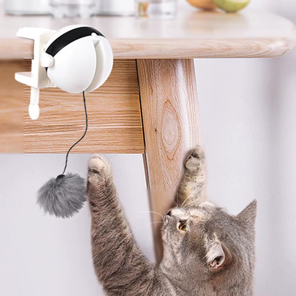 Funny Cat Toy Ball Automatic Teaser Stimulating Toys for Cats Interactive Electric Flutter Rotating Lifting Pet Drapak Dla Kota