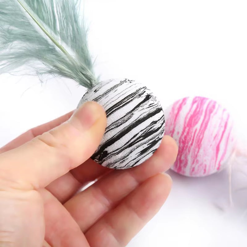 1Pc Funny Cat Toy Star Ball plus Feather EVA Material Light Foam Ball Throwing Toy Star Texture Ball Feather Toy for Dog Cat New