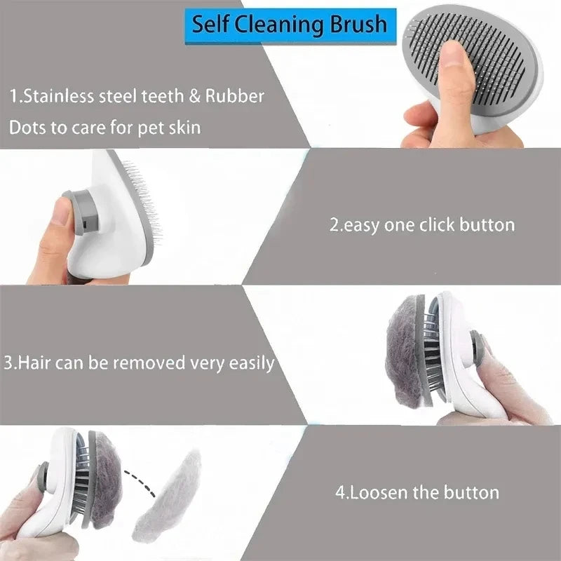 Self-Cleaning Pet Hair Remove Comb Cat Slicker Brush Pet Hair Removal Comb for Cats Grooming Brushes Dog Combs Cat Accessories