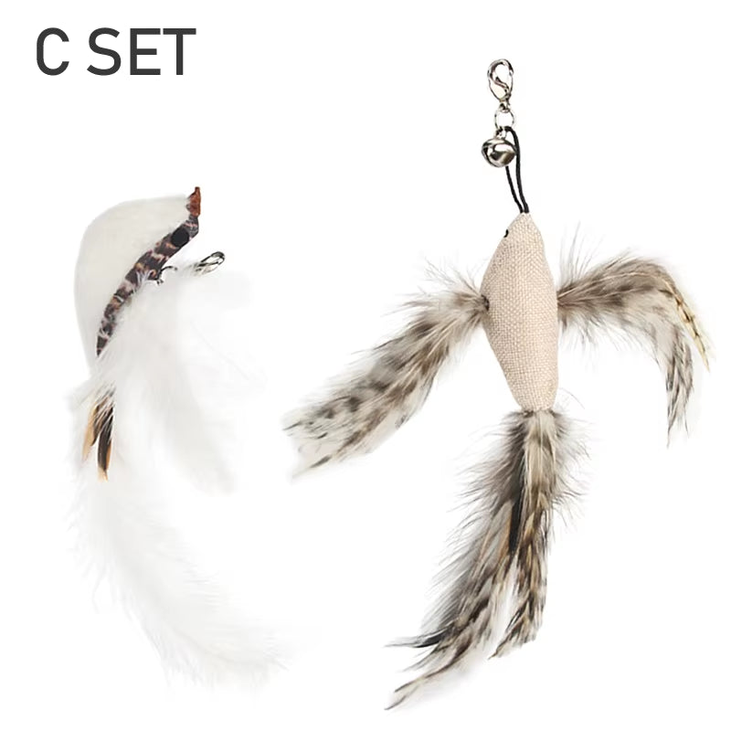 Cute Bird Cat Toy Feather Fake Birds Cat Teaser Stick Pet Toy Cat Stick Accessories